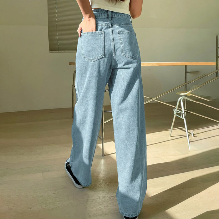 High Waist Washed Wide Leg Jeans