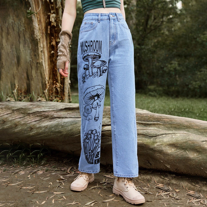 Mushroom Print Jeans