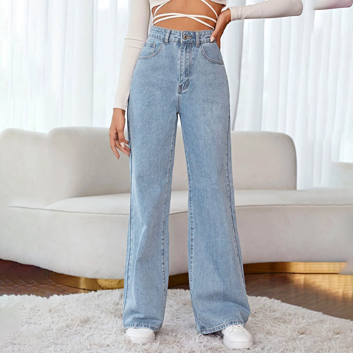 Floral Embroidery Wide Leg Jeans