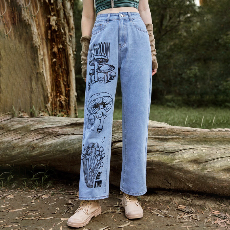 Mushroom Print Jeans