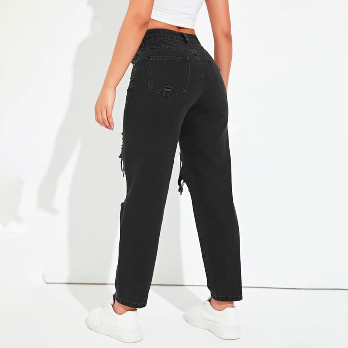 Tapered Ripped Mom Fit Jeans