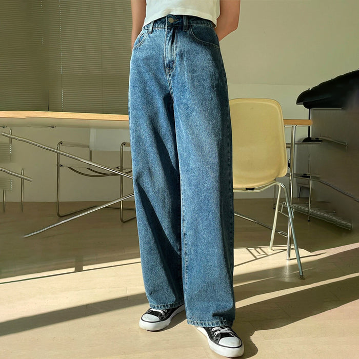 High Waist Washed Wide Leg Jeans