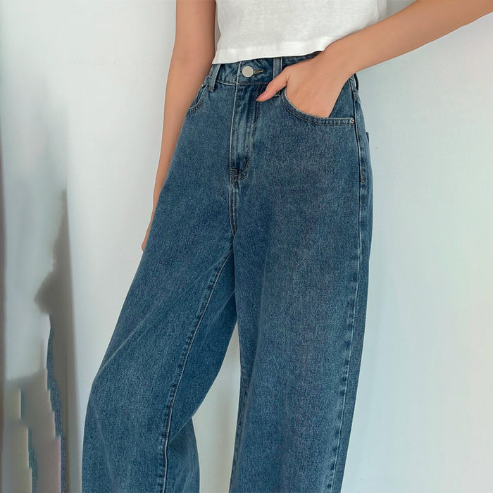 High Waist Washed Wide Leg Jeans