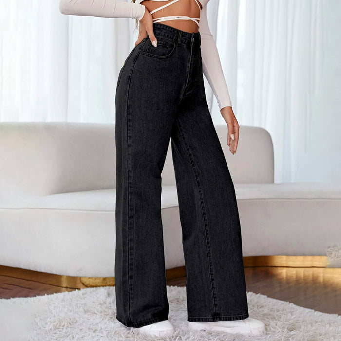 Floral Embroidery Wide Leg Jeans