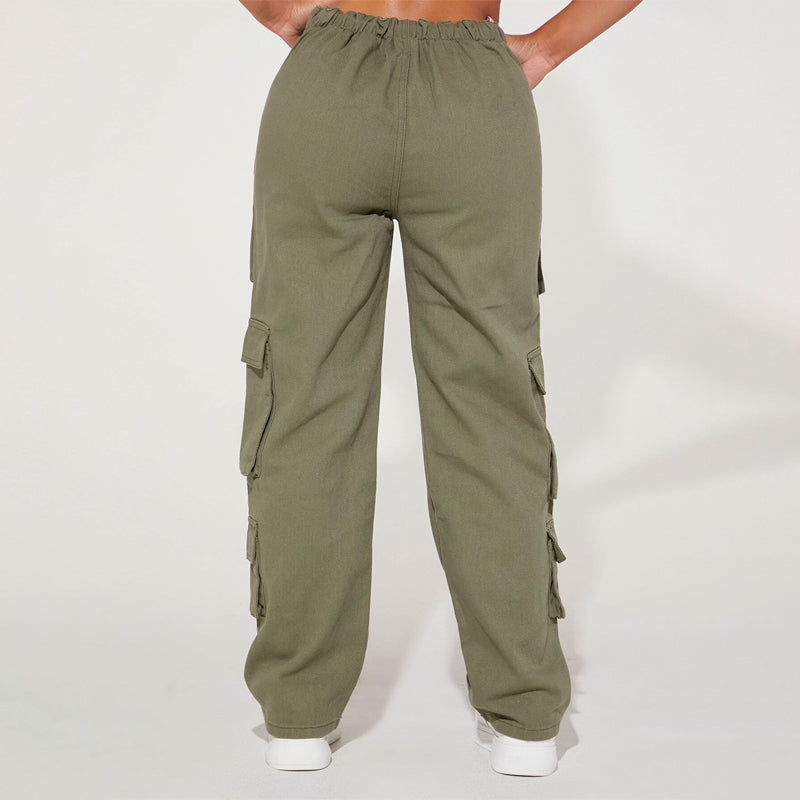 Asymmetrical Waist Flap Pocket Cargo Jeans