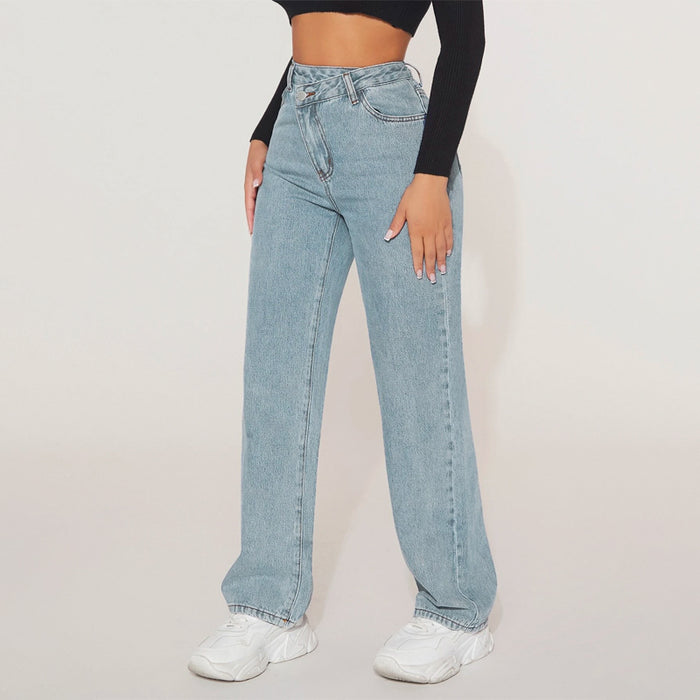 Straight Leg Denim Jeans