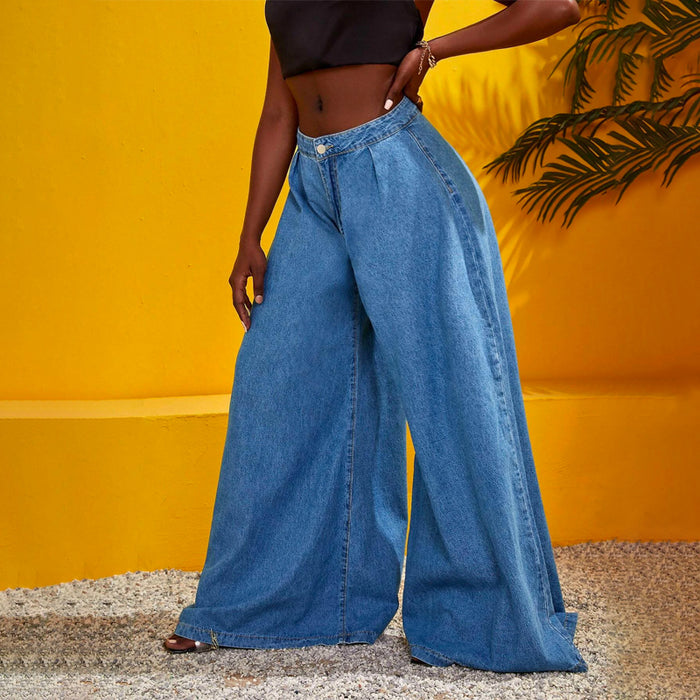 Zip Fly Wide Leg Jeans