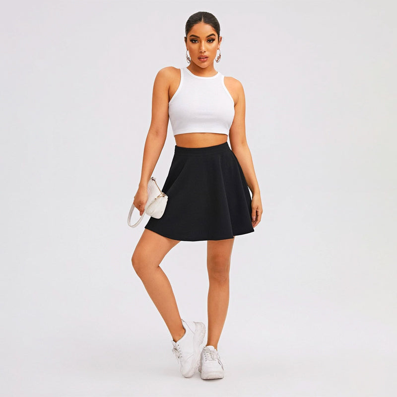 Solid Flare Mini Skirt