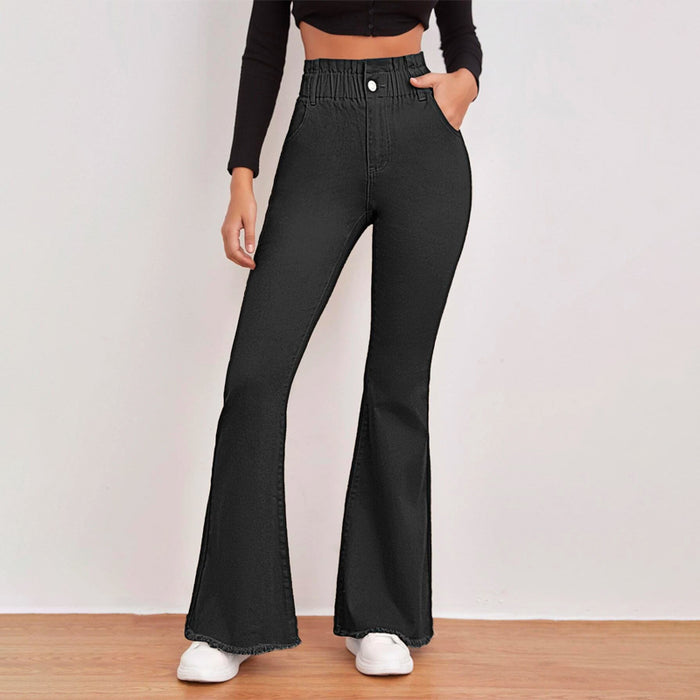 High Waisted Zip Fly Flare Leg Jeans