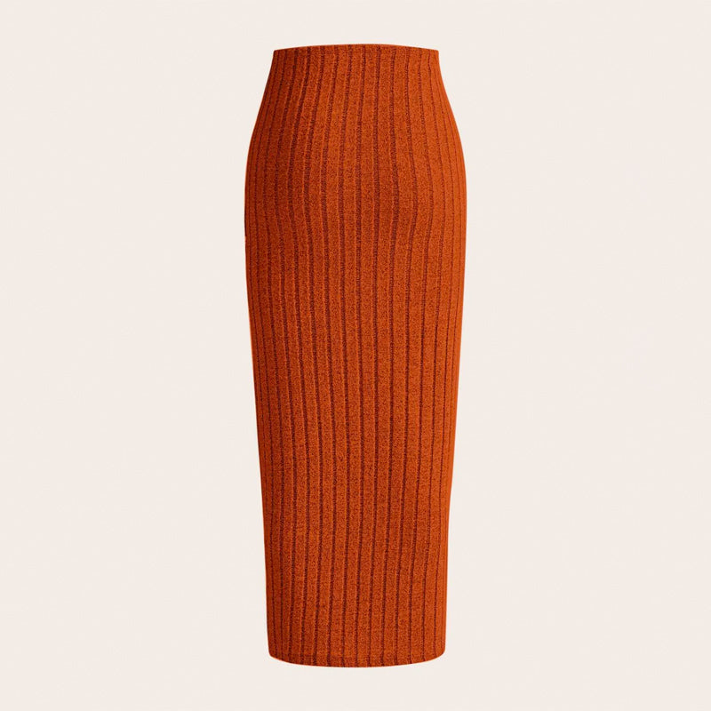 High Waist Ribbed Knit Skirt