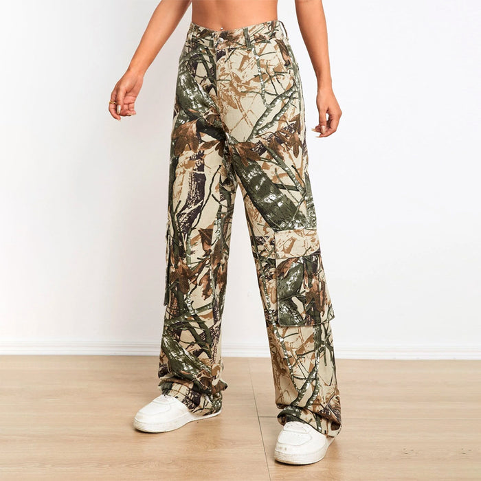 Camo Print Cargo Denim Jeans