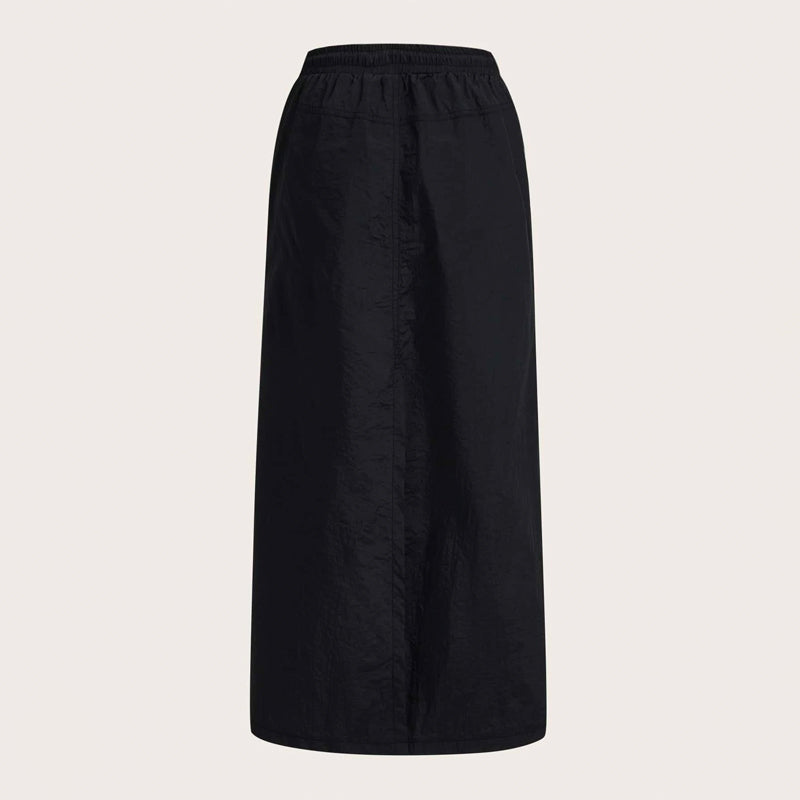 Slant Pocket Contrast Tape Windbreaker Skirt