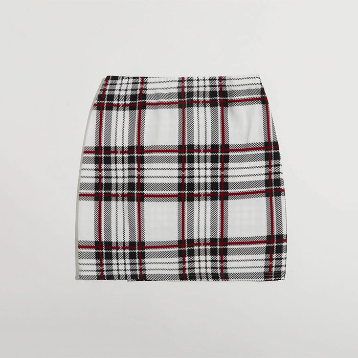 Tartan Slit Hem Skirt