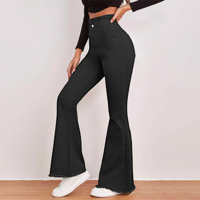 High Waisted Zip Fly Flare Leg Jeans