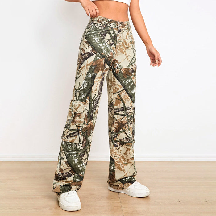 Camo Print Cargo Denim Jeans