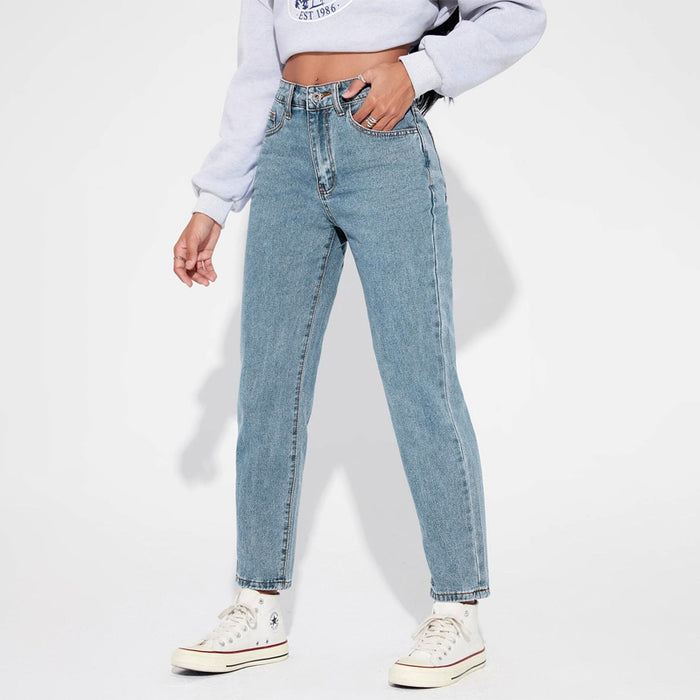 High Waist Plain Patterned Jeans