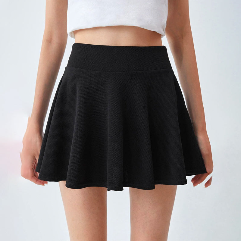 High Waist Solid Flared  Skirt