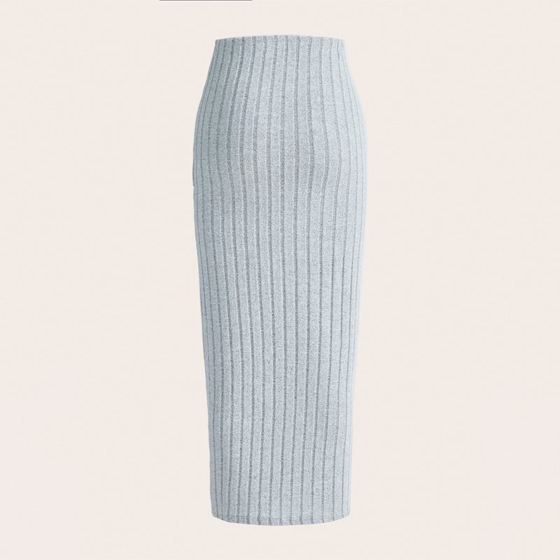 High Waist Ribbed Knit Skirt