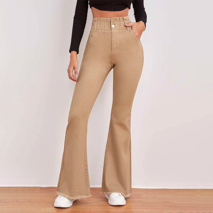 High Waisted Zip Fly Flare Leg Jeans