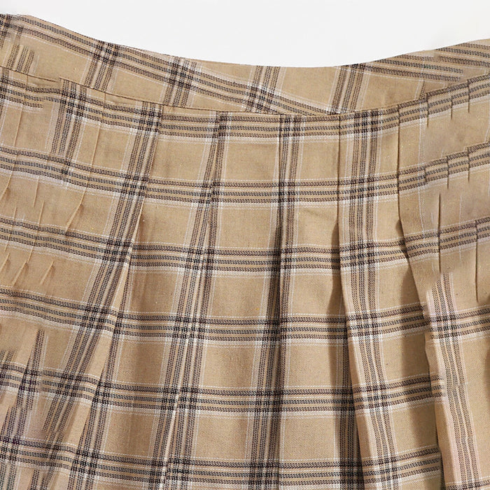 Plaid Print Fold Pleated Skirt