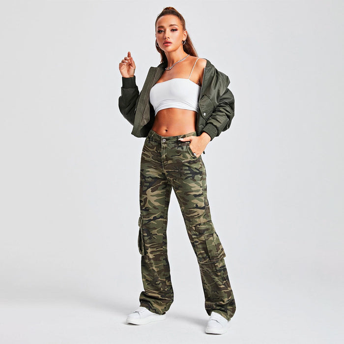 Camo Print Cargo Denim Jeans