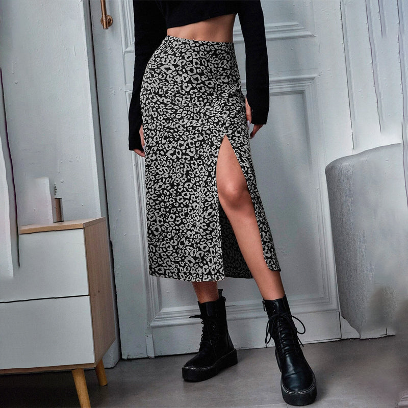 All Over Print Split Thigh Skirt