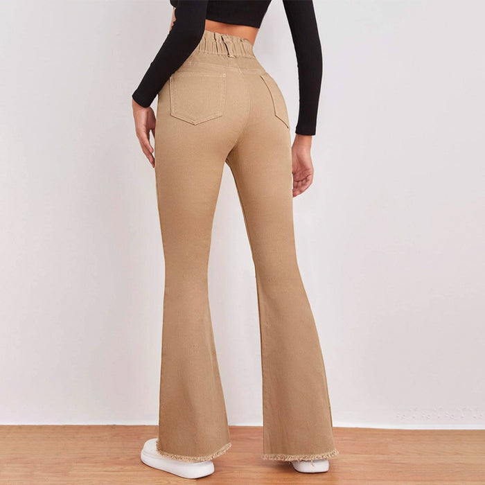 High Waisted Zip Fly Flare Leg Jeans