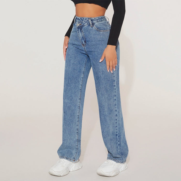 Straight Leg Denim Jeans