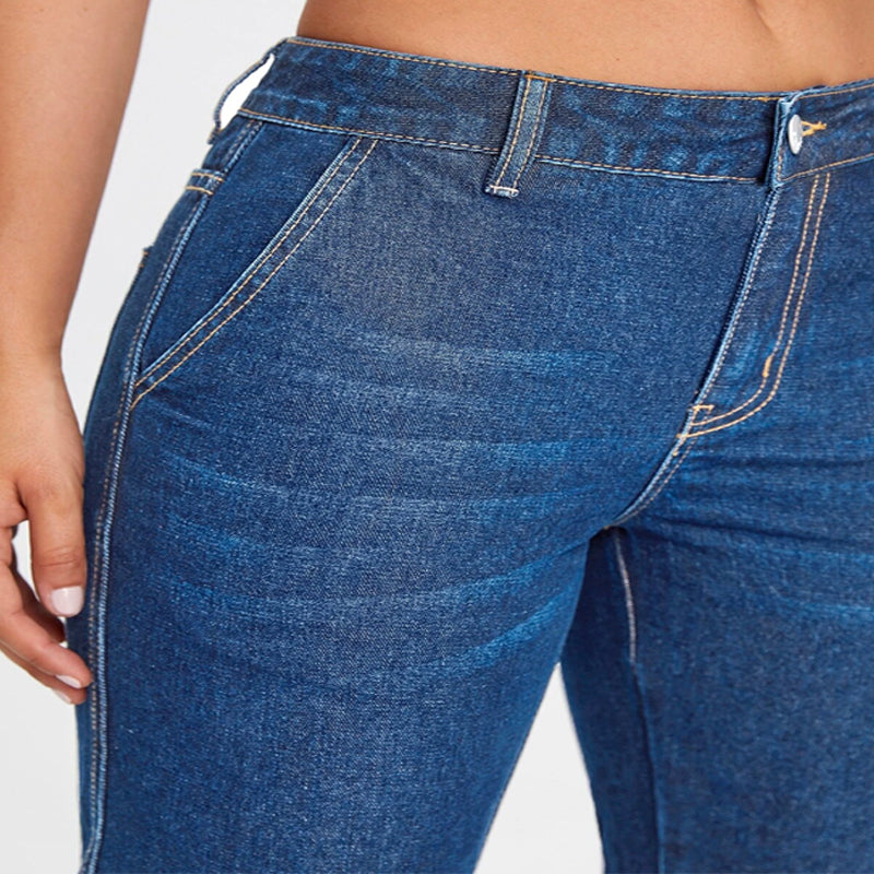 Flap Pocket Plain Patterned Jeans