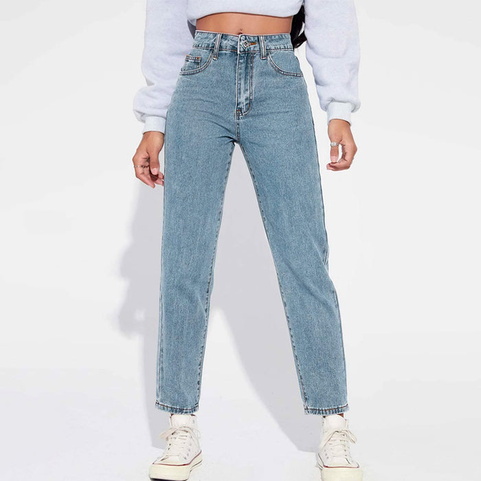 High Waist Plain Patterned Jeans