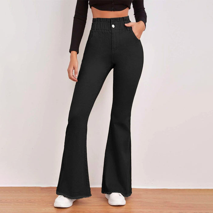 High Waisted Zip Fly Flare Leg Jeans