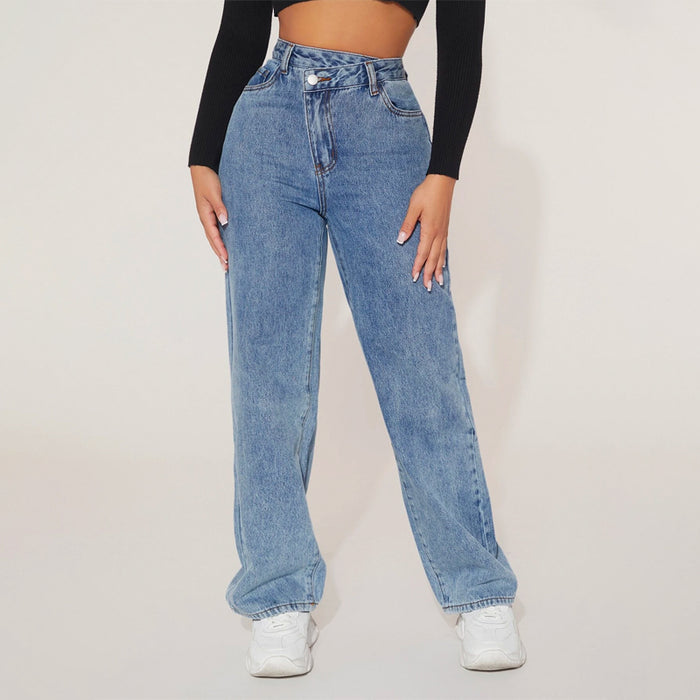 Straight Leg Denim Jeans