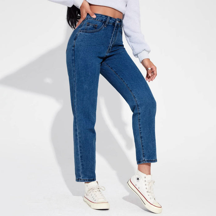 High Waist Plain Patterned Jeans