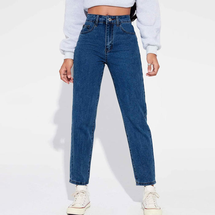 High Waist Plain Patterned Jeans