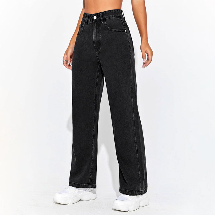 High Waisted Zip Fly Wide Leg Jeans