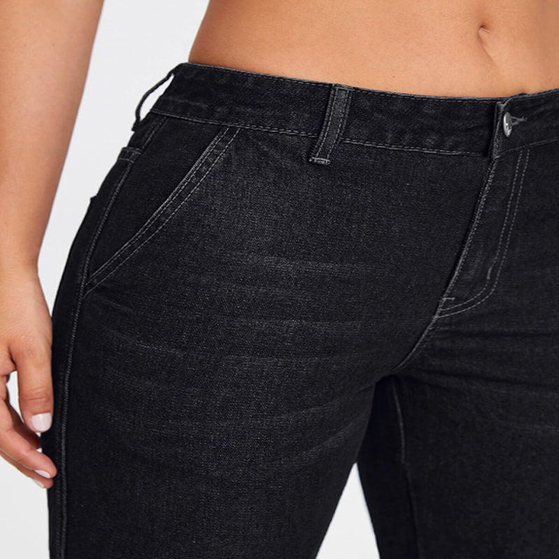 Flap Pocket Plain Patterned Jeans