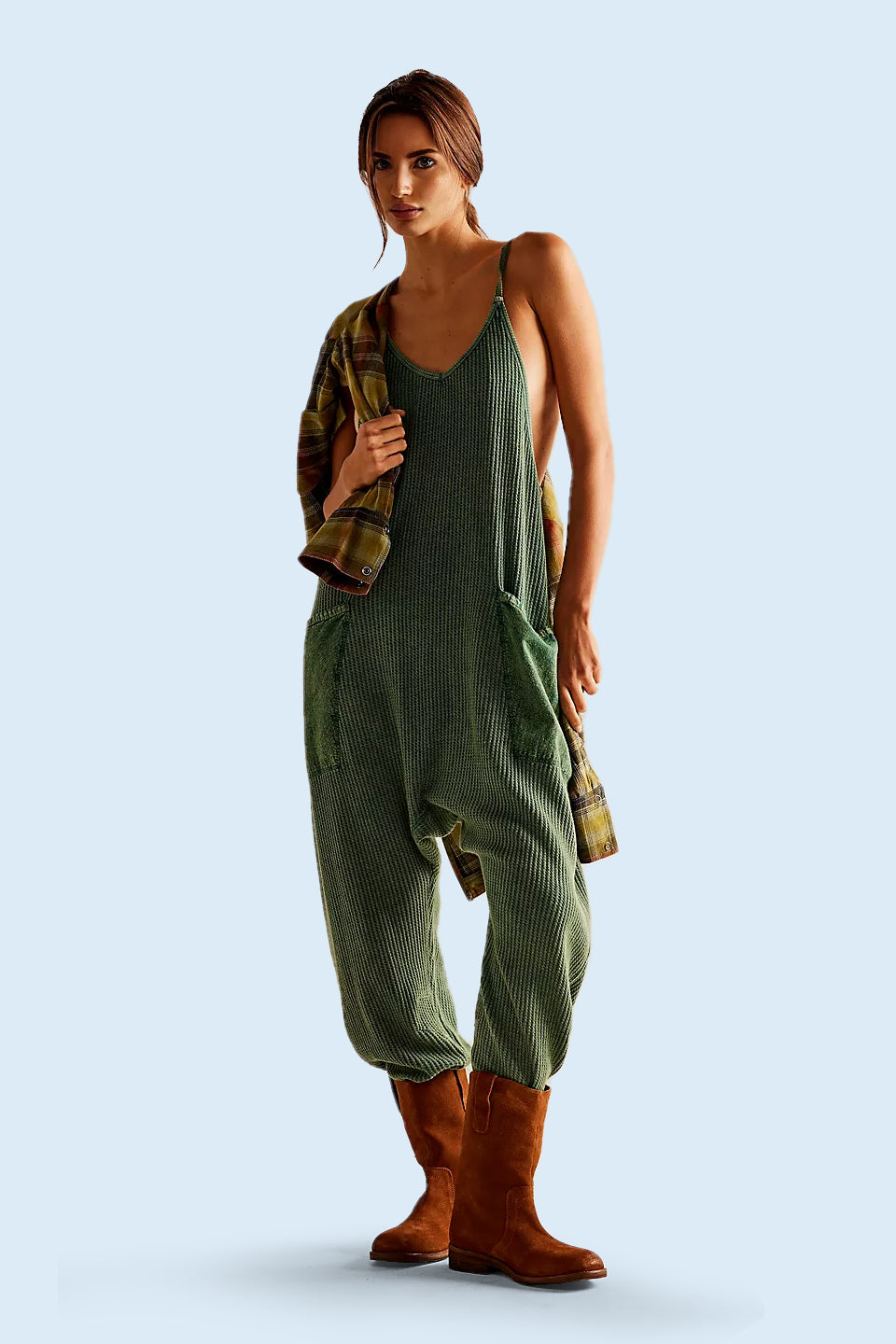 Waffle Jumpsuit With Pockets