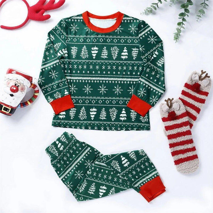 Christmas Tree Green Print Pajamas Set