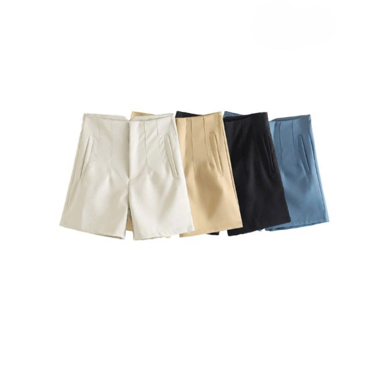 Vintage Low Waist Front Darts Side Pockets Shorts Skirts