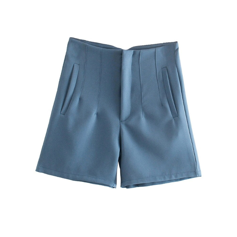 Vintage Low Waist Front Darts Side Pockets Shorts Skirts