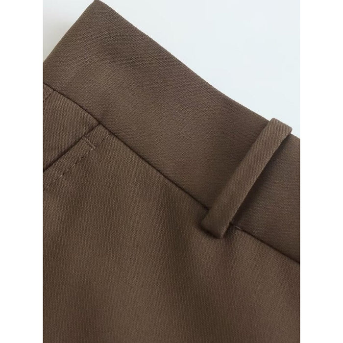 Brown High Waist Straight Pant For Women