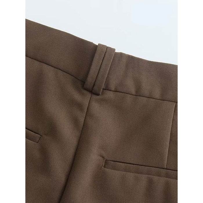 Brown High Waist Straight Pant For Women