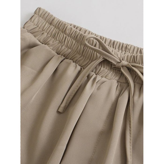 Vintage High Elastic Waist Loose Wide Leg Pants