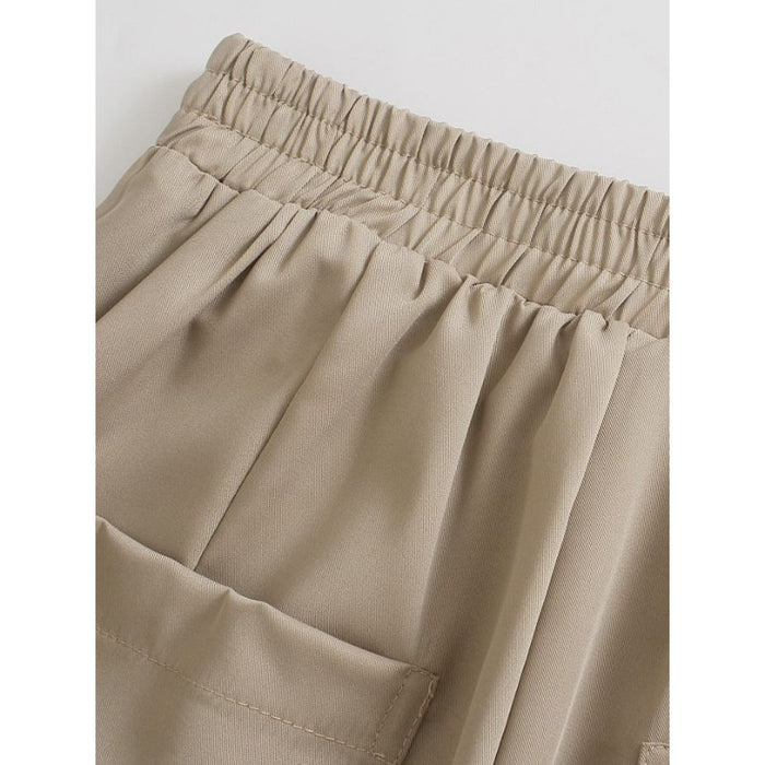 Vintage High Elastic Waist Loose Wide Leg Pants