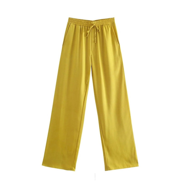 Vintage High Elastic Waist Loose Wide Leg Pants