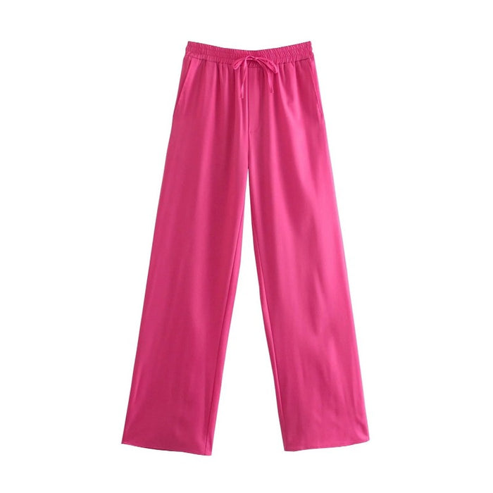 Vintage High Elastic Waist Loose Wide Leg Pants