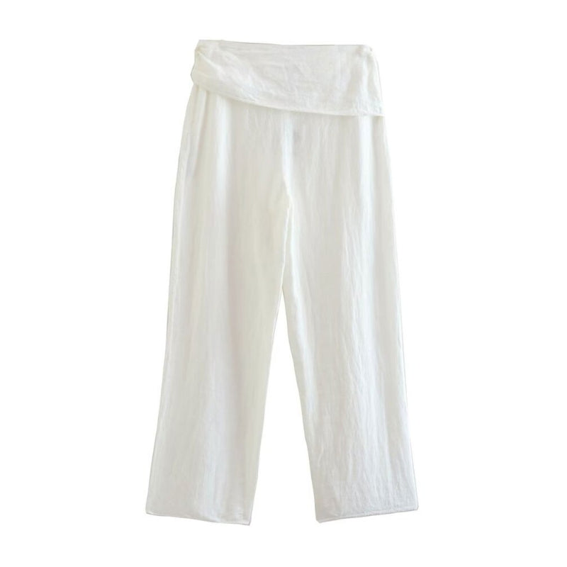Vintage Front Pleat Linen High Waist Pant