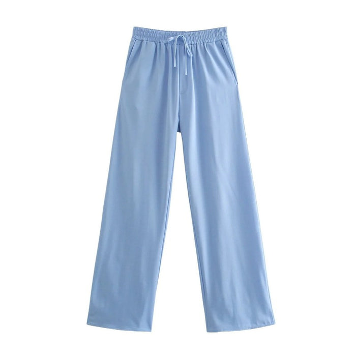 Vintage High Elastic Waist Loose Wide Leg Pants