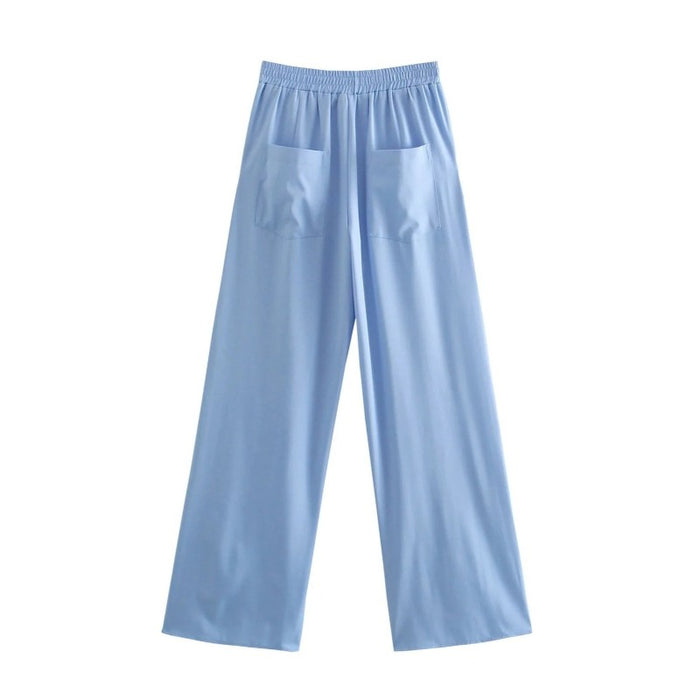 Vintage High Elastic Waist Loose Wide Leg Pants