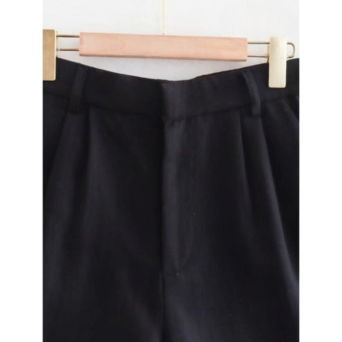 Women's High Waist Front Darted Bermuda Shorts With Side Pockets